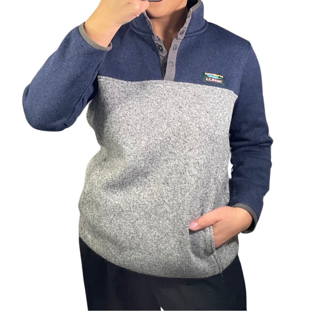 Navy Blue and Gray LL Bean Fleece